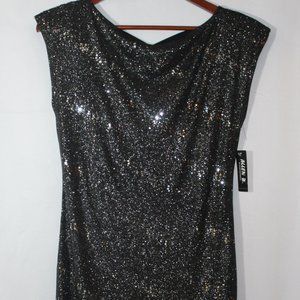 Gray Metallic Sequin Midi Dress